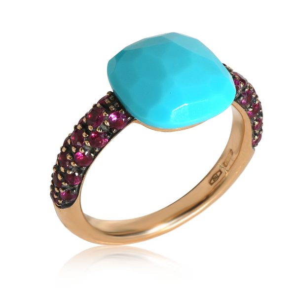 Rings Pomellato Capri Ring with Turquoise and Rubies in 18k Yellow Gold