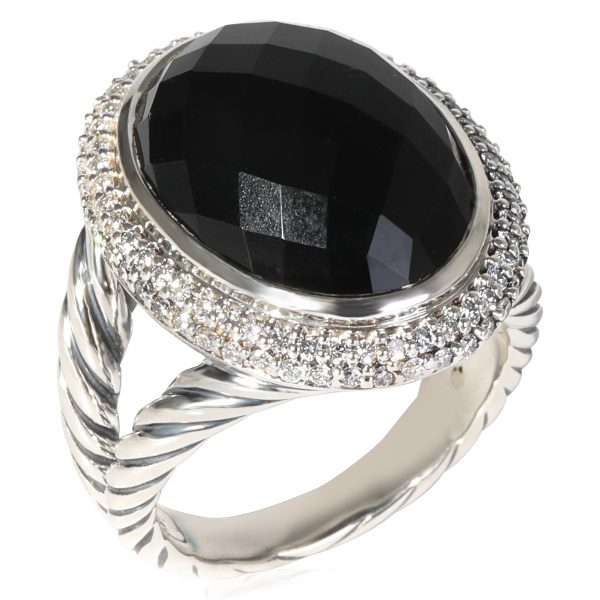 081 Ctw David Yurman Black Onyx Diamond Cocktail Ring Sterling Silver 081 Ctw