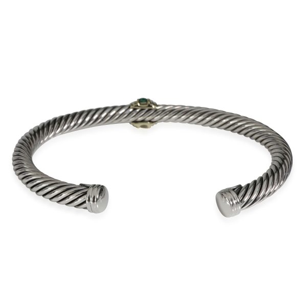 117263 bv David Yurman Cable Emerald Cuff in 14K Yellow GoldSterling Silver