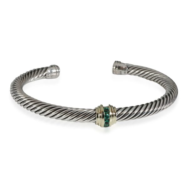 David Yurman Cable Emerald Cuff in 14K Yellow GoldSterling Silver David Yurman Cable Emerald Cuff in 14K Yellow GoldSterling Silver