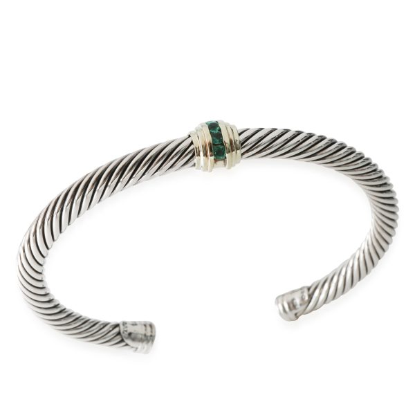 117263 pv David Yurman Cable Emerald Cuff in 14K Yellow GoldSterling Silver