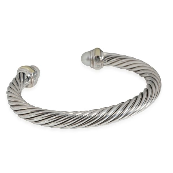 117264 bv David Yurman Classic Cable Pearl Cuff in 14K Yellow GoldSterling Silver