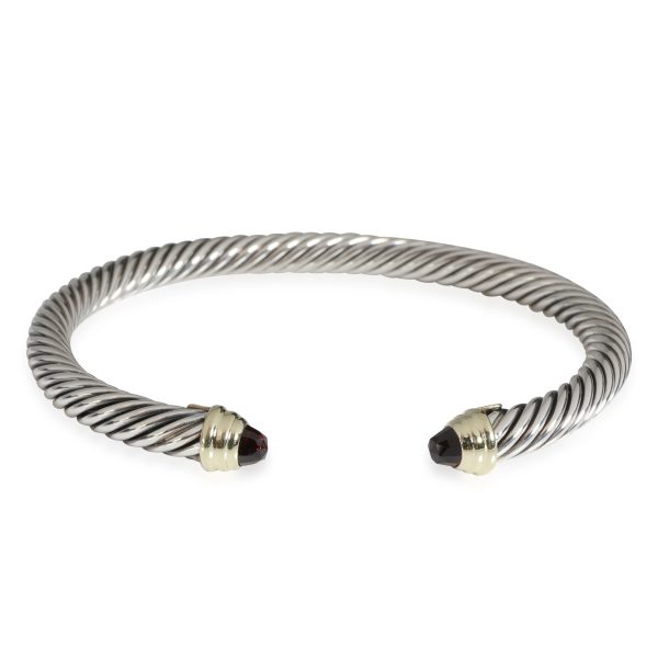 David Yurman Cable Garnet Cuff in 14K Yellow GoldSterling Silver David Yurman Cable Garnet Cuff in 14K Yellow GoldSterling Silver