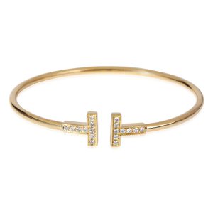 Tiffany Co T Wire Diamond Bracelet in 18K Yellow Gold Cart