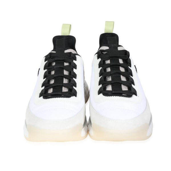 117438 pv Chanel Velvet Calfskin Mixed Fibers Sneaker White Yellow US Size 10