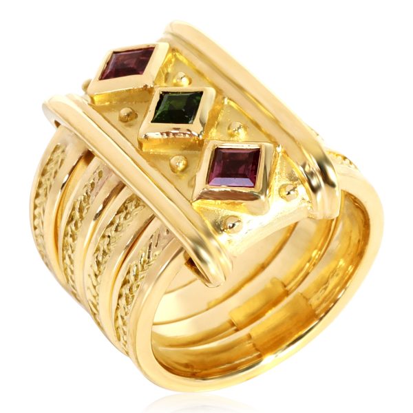 seidengang 4 band stack pinky ring with peridot tourmaline SeidenGang 4 Band Stack Pinky Ring with Peridot Tourmaline