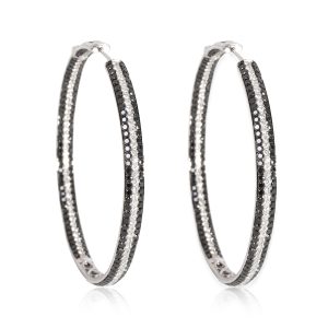 Black White Diamonds Pave Hoop Earring in 18k White Gold 600 CTW Gucci Vintage Bamboo Nylon 2Way Handbag