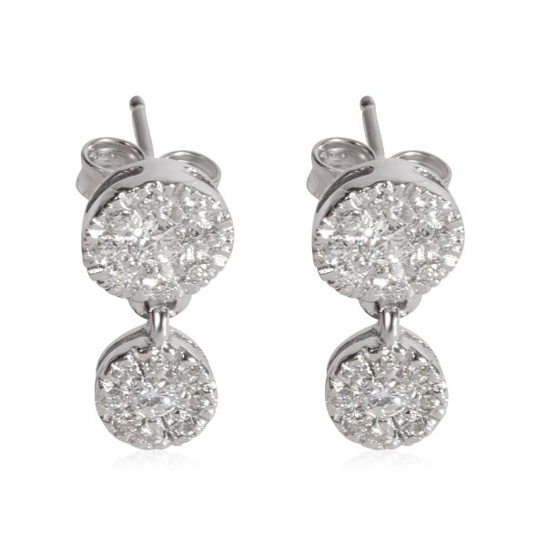 Diamond Cluster Drop Earrings in 14k White Gold 11 Ctw Diamond Cluster Drop Earrings in 14k White Gold 11 Ctw