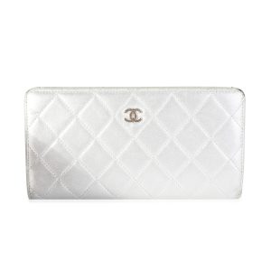 Chanel Metallic Silver Quilted Lambskin Leather CC L Yen Wallet GUCCI 233329 Shoulder Bag Brown