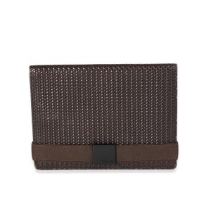 Fendi Vintage Brown Woven Leather Passport Holder Louis Vuitton Amfersley Vanity Star Sharon Stone M47275 Brown