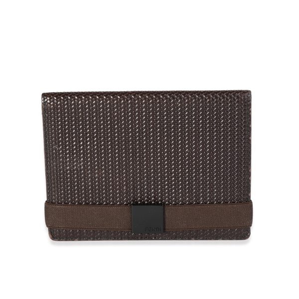 Fendi Vintage Brown Woven Leather Passport Holder Fendi Vintage Brown Woven Leather Passport Holder