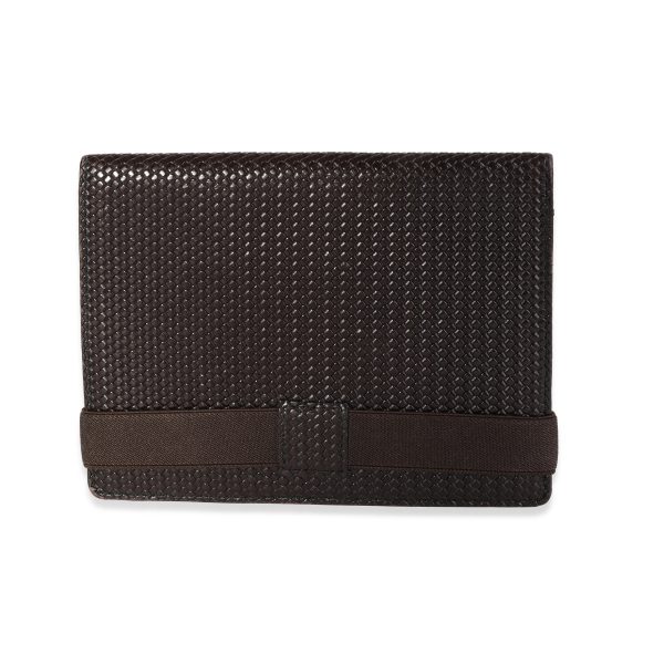 117844 pv Fendi Vintage Brown Woven Leather Passport Holder