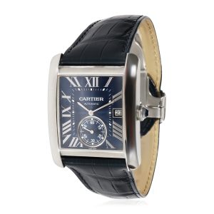 Cartier Tank MC WSTA0010 Mens Watch in Stainless Steel Fendi Shoulder Bag Leather Blue Turquoise Handbag