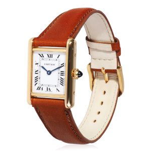 Cartier Tank 78087 Womens Watch in 18kt Yellow Gold Hermès Biscuit Negonda Garden Party 30 TPM