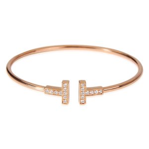 Tiffany Co T Wire Diamond Bracelet in 18K Rose Gold Cart