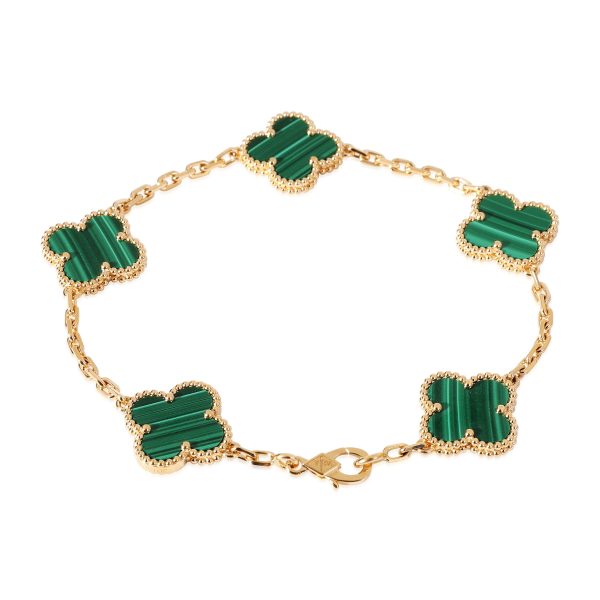 118672 sv Van Cleef Arpels Alhambra Malachite Bracelet in 18K Yellow Gold