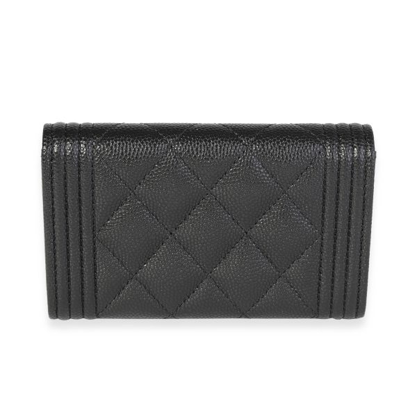 118844 pv Chanel Black Quilted Caviar Boy Flap Card Holder