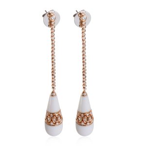 Agate Diamond Drop Earrings in 18k Rose Gold 1 CTW Bottega Veneta Pouch Large Gold Lambskin Leather