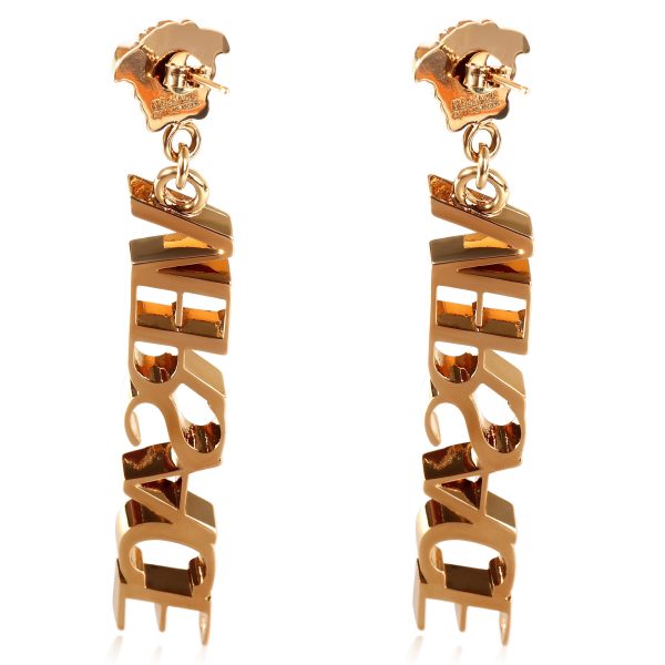 118902 bv Versace Logo Drop Earrings in Brass