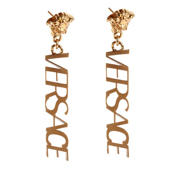 Versace Logo Drop Earrings in Brass Versace Logo Drop Earrings in Brass