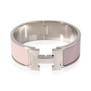 Hermès Palladium Plated Clic Clac H Rose Candeur Bracelet Cart