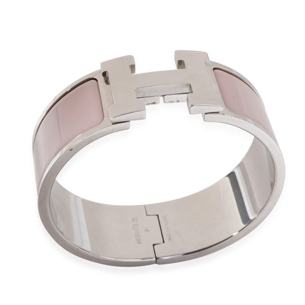 118938 pv Hermès Palladium Plated Clic Clac H Rose Candeur Bracelet