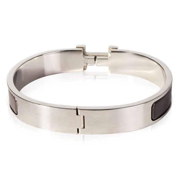 119062 bv 82e8e060 f107 4ea3 879c 67935525a9c8 Palladium Plated Hermes Clic HH Bangle in Etain Mat