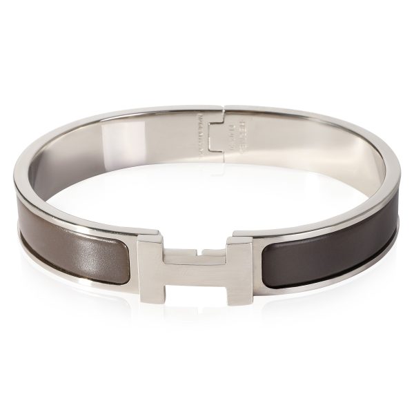 Palladium Plated Hermes Clic HH Bangle in Etain Mat Palladium Plated Hermes Clic HH Bangle in Etain Mat