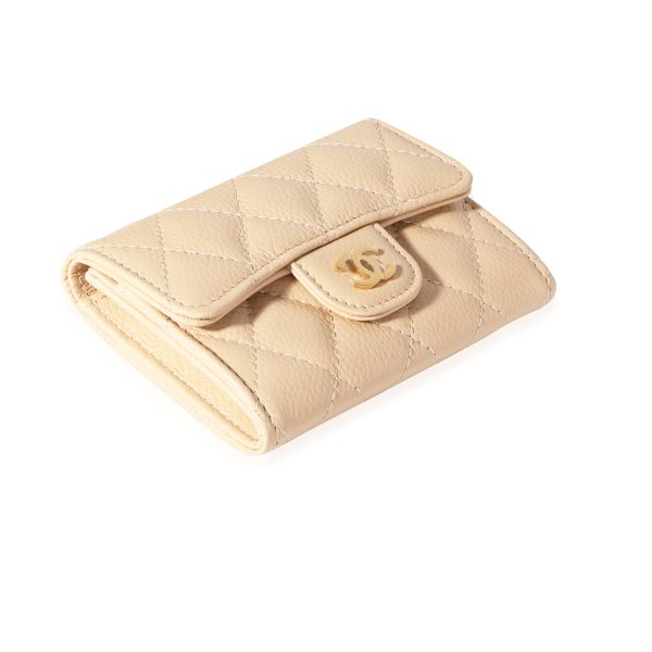 119083 box 08b0c711 87b6 4d13 a8ce 003f1adaa581 Chanel Beige Quilted Caviar Flap Card Holder Wallet