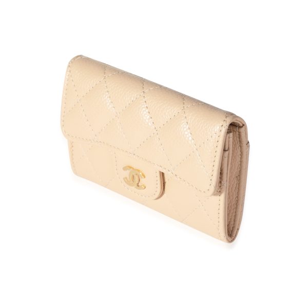 119083 bv 3360f54a d00d 456b 9bd5 4aa30ea326b8 Chanel Beige Quilted Caviar Flap Card Holder Wallet