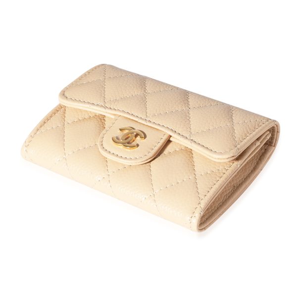 119083 stamp 0f5249ca fcd7 41a1 9a14 162e5dd8babb Chanel Beige Quilted Caviar Flap Card Holder Wallet