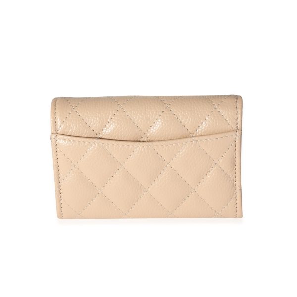 119083 sv e3be7a1f 16ed 44df bade 680606fdbcae Chanel Beige Quilted Caviar Flap Card Holder Wallet