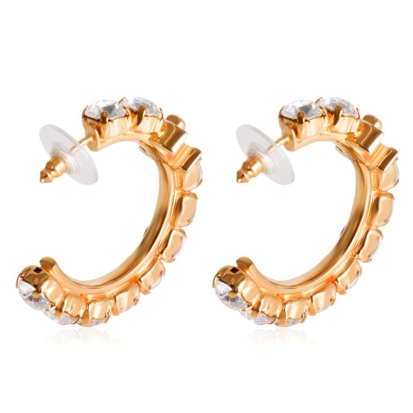 119116 bv Chanel CC Gold Tone Hoop Earrings with Strass