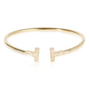 Tiffany Co T Wire Diamond Bangle in 18K Yellow Gold 022 CTW Chanel Mademoiselle Bowling Bag Caviar Skin Black