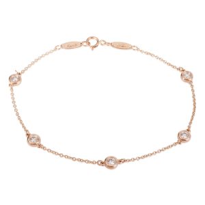 Tiffany Co Elsa Peretti Diamond Bracelet in 18k Rose Gold 04 CTW 14k Gold Diamond Initial Z Link Bracelet