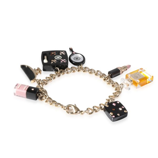 119385 bv Gold Tone Chanel CC Charm Bracelet With 7 Charms