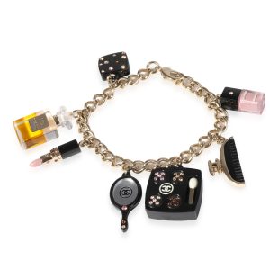 Gold Tone Chanel CC Charm Bracelet With 7 Charms Louis Vuitton Keepall 50 Boston Bag Damier Brown