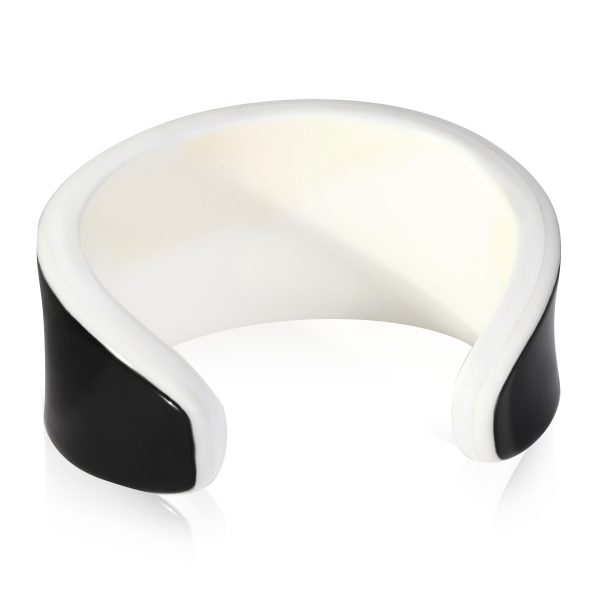 119390 bv Chanel White Black Resin Cuff Bracelet