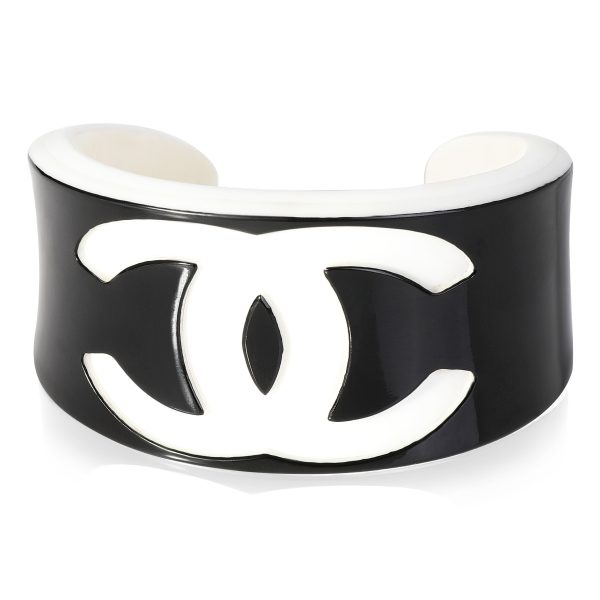 Chanel White Black Resin Cuff Bracelet Chanel White Black Resin Cuff Bracelet