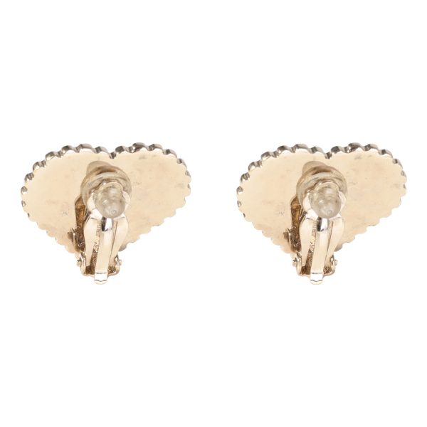 119395 pv Silver Tone Chanel Enamel Heart Stud Earring