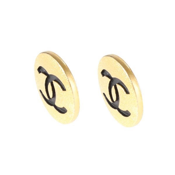 119396 sv b3e068cf 0159 4e94 87aa a38b2fbef796 Gold Tone Chanel Large CC Button Earring