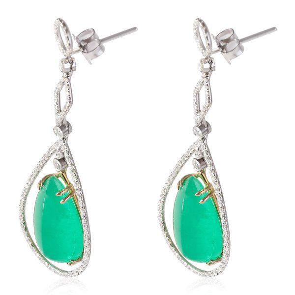 119465 pv c5be7ae4 16f9 4455 85d9 115f16eb8ffd Cabochon Emerald Diamond Earrings in 14KT Yellow Gold Platinum 120 CTW