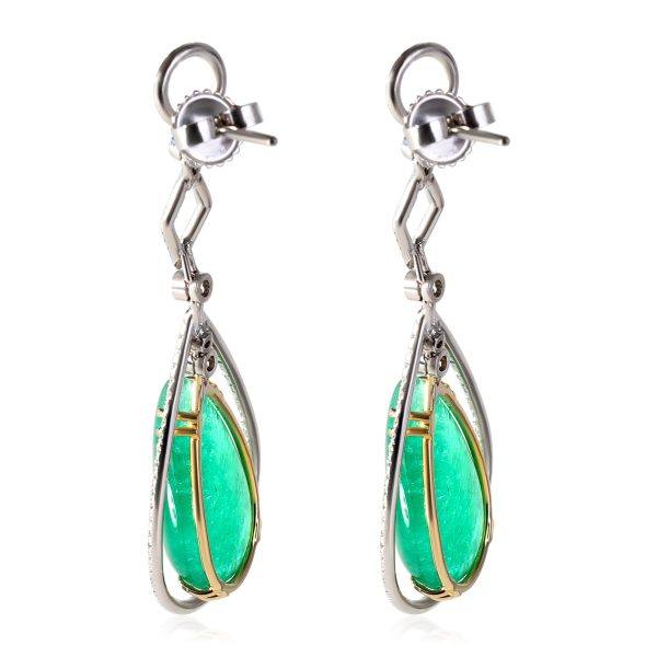 119465 sv 4ba8e462 5c58 48b5 94a0 5df5f5fa946c Cabochon Emerald Diamond Earrings in 14KT Yellow Gold Platinum 120 CTW