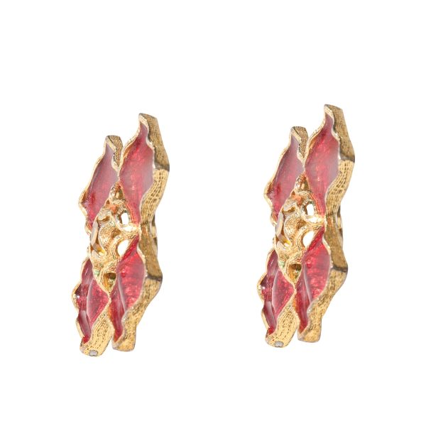 119541 sv 3064671f 287d 4003 a92e e57036919db5 Gold Tone YSL by Robert Goossens Vintage Red Enamel Cross Earrings