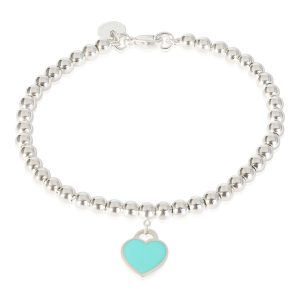 Return To Tiffany Bead Bracelet With Blue Enamel Heart in Sterling Silver Cart