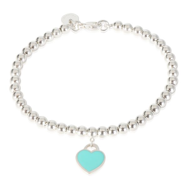 Return To Tiffany Bead Bracelet With Blue Enamel Heart in Sterling Silver Return To Tiffany Bead Bracelet With Blue Enamel Heart in Sterling Silver