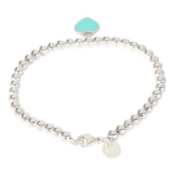 119542 sv Return To Tiffany Bead Bracelet With Blue Enamel Heart in Sterling Silver