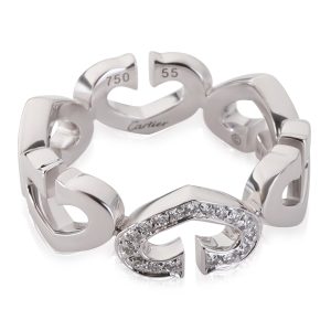 Cartier C Heart De Cartier Diamond Ring in 18k White Gold 013 CTW Chanel Matelasse W Flap Chain Coco Mark Black