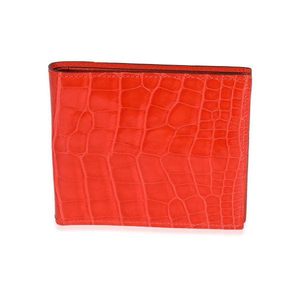 Hermès Geranium Shiny Alligator MC² Copernic Wallet Hermès Geranium Shiny Alligator MC² Copernic Wallet