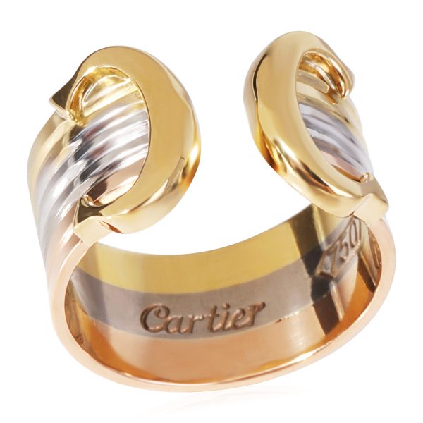 119836 bv Vintage C De Cartier Ring in 18K Three Tone Gold